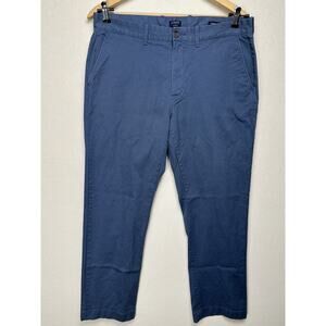 J. Crew Flex Straight Chino Pants Men's 34x30 Blue Flat Front Slash Pocket